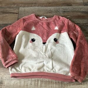 Girls Rose Colored Fox Fleece Sweater Size 8/10